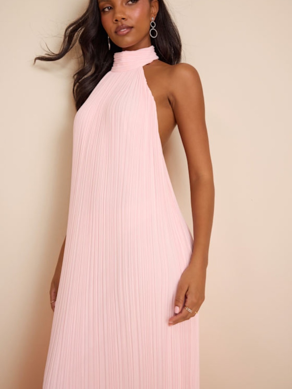 Lulus Marta Light Pink Pleated Backless Maxi Dress - Size 3X